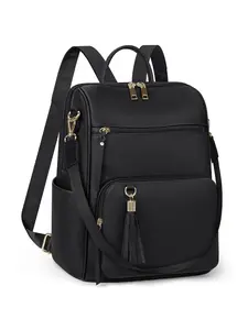 Women's Fashionable Backpack, Casual Solid Color Backpack with Tassel Decor, Waterproof Anti Theft Fashion Small Backpack for Daily Used