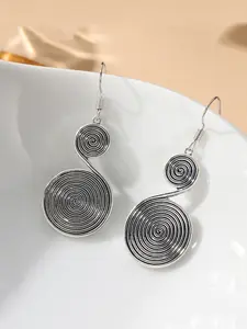 Elegant Handmade Silver Color Bohemian Spiral Earrings, Hippie Style Long Dangle, Perfect Gift for Her, All Seasons Jewelry