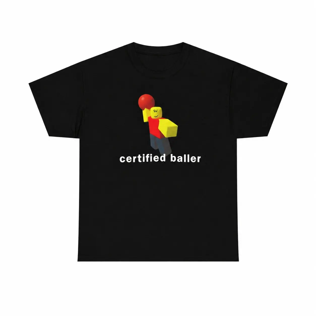 Women's Funny Roblox Meme Certified Baller Graphic T-Shirt - Short-Sleeve, Casual Round Neck, Soft Tops for Daily Wear, Shortsleeve, Tshirt