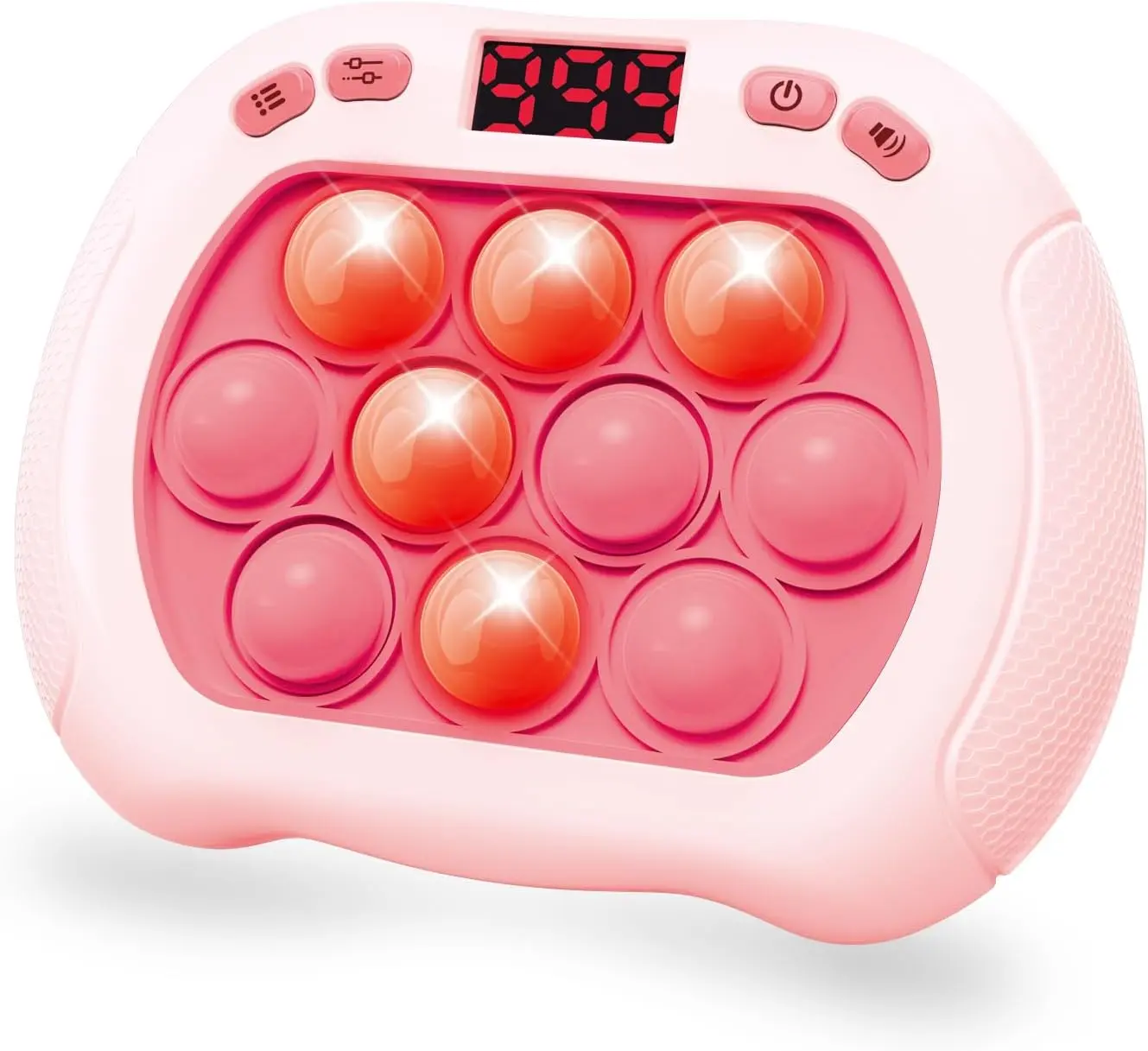 Quick Push Pop Game Light Up Fidget Toy for Kids – LED Screen Popper Game with 6 Modes, Electric Bubble Controller, Handheld Travel Car Game, Birthday Gift for Girls, Pink