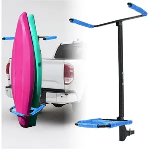 ECOTRIC RV Hitch Mount Kayak Rack Fits up to 12'' Kayaks Vertical Standing Kayak Carrier 2'' Hitch Receiver Height Adjustable 150LBS for RV Truck SUV Heavy Duty Steel