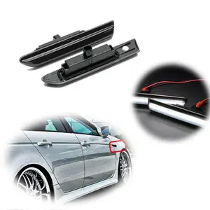 2pcs Smoke Front White LED Side Marker lamps Light Turn Signal Lamp For 2004 2005 2006 2007 2008 Acura TL,Replace OEM 33850SEPA01, 33850 SEP A01, 33800SEPA01, 33800 SEP A01