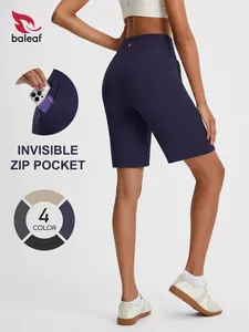 BALEAF Women's Bermuda Shorts 9" Knee Length High Waisted Long Shorts with Zipper Pockets, Active Athletic Golf Shorts for Women, Tummy Control Multi-Purpose Lightweight Stretch UPF 50+ Sun Protection for Walking Travel Running Hiking Gym Workout Teacher