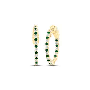1/4Ctw-Nat Dia Cn 1/4Ctw Rd-Em Nat Gem Hoop Earring