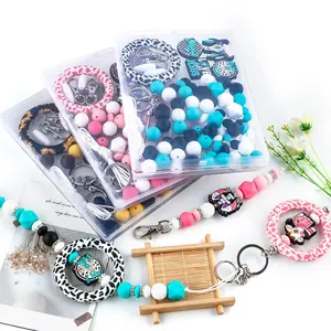 87PCS Mixed Silicone Beads for Pens DIY Crafts, Focal Beads for Keychain Making, Sunflower Leopard Print Silicone O-ring,Keychains for Beaded Pens DIY Crafts beads  pack