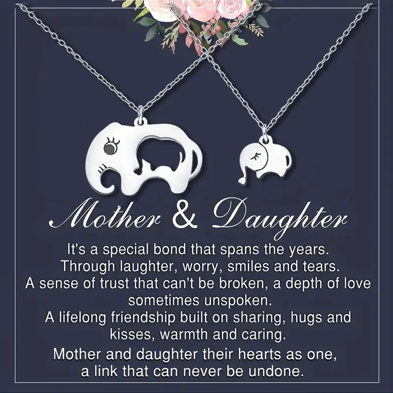 Women's Dainty Elephant-Shaped Necklace - Adjustable Minimalist Chain Jewelry, Cute & Commemorative Animal Charm Necklace, Gift-Ready with Card for Mother-Daughter, Holiday Use, Cute Charm Necklaces, Commemorative Charm Necklaces