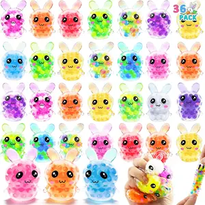36 Pack Bunny Stress Balls – 12 Color Squeeze Fidget Toys, Stress Relief Squishy Balls for Kids, Boys, Girls & Teens, Party Favors, Classroom Prizes, Easter Basket Stuffers