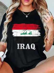 100% Cotton Vintage Iraq Flag For Iraqi Gift Casual Graphic T-Shirt