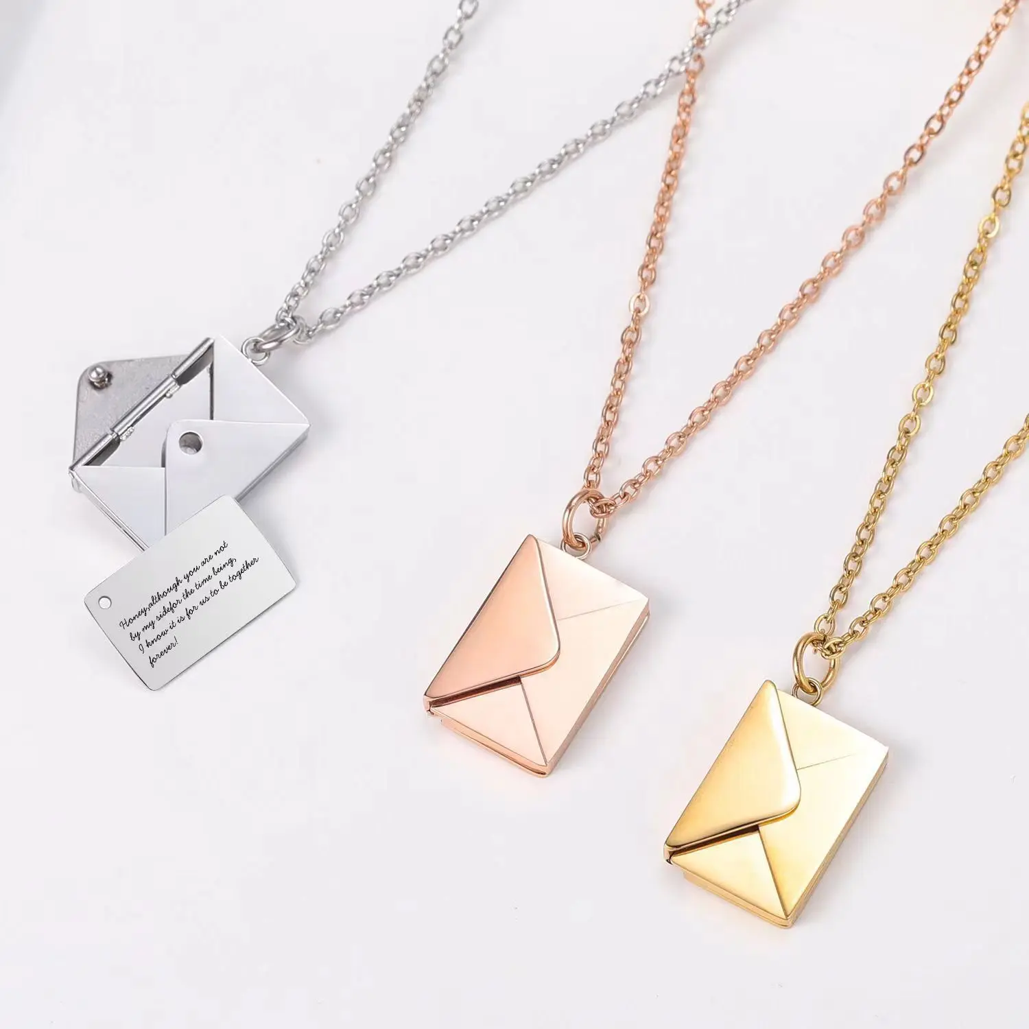 Custom Photo Envelope Necklace with Love Letter – 18K Gold Minimalist Jewelry for Mom, Daughter, Bridesmaid Gift