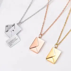 Custom Photo Envelope Necklace with Love Letter – 18K Gold Minimalist Jewelry for Mom, Daughter, Bridesmaid Gift
