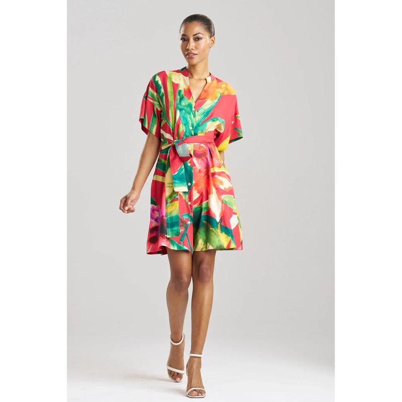 NATORI Mallorca Printed Cotton Silk Dress