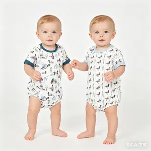 Baby Boys Clothing Short-Sleeve Mallard Duck 1-Piece Bubble Romper, Summer Casual Breathable Soft Bodysuit