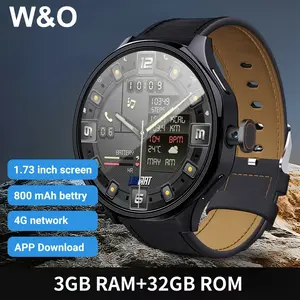 1.73'' AMOLED Large Screen Upgrade 4G SIM Card Android Smart Watch, 3GB+32GB Smartwatch for Men Women with Rotating Camera WiFi GPS, 800mAh Fitness Activity Tracker Watch