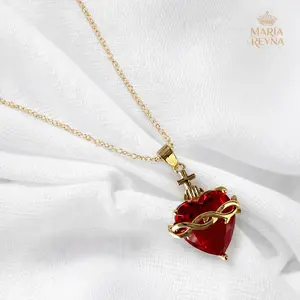 Sacred Red Heart  Necklace L