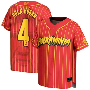 Men's Red H u l k Hogan Hulkamania Full-Button Baseball Jersey All Over Print