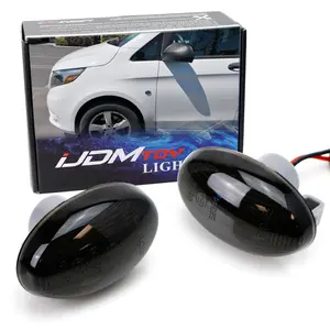 iJDMTOY Smoked Lens Amber Full LED Front Side Marker Light Kit For 2003-up Mercedes-Benz Metris Vito Viano Citan V-Class Passenger Van, Powered by 12-SMD LED