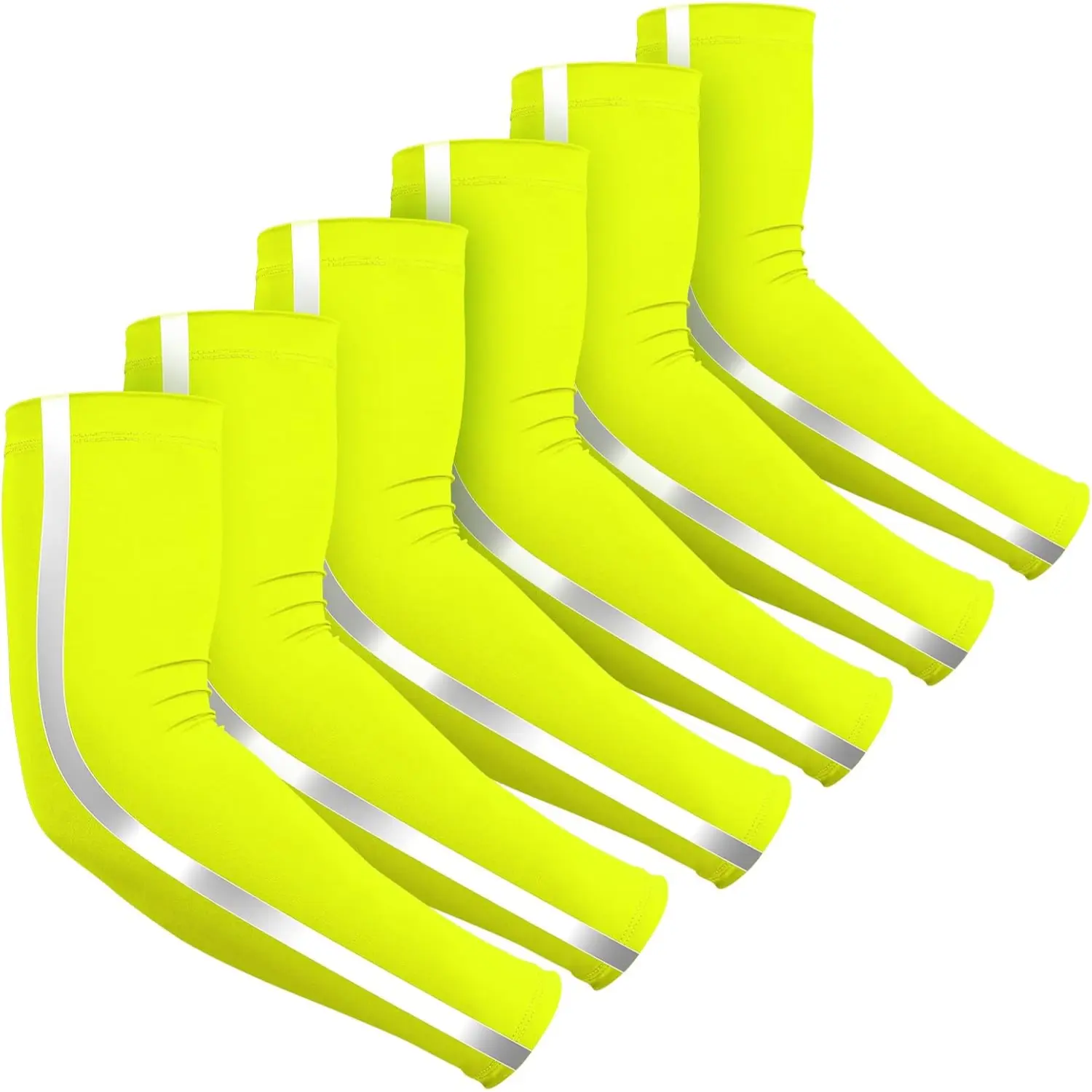 6 Pairs Reflective Arm Sleeves Compression Sports Sleeves for Men Women