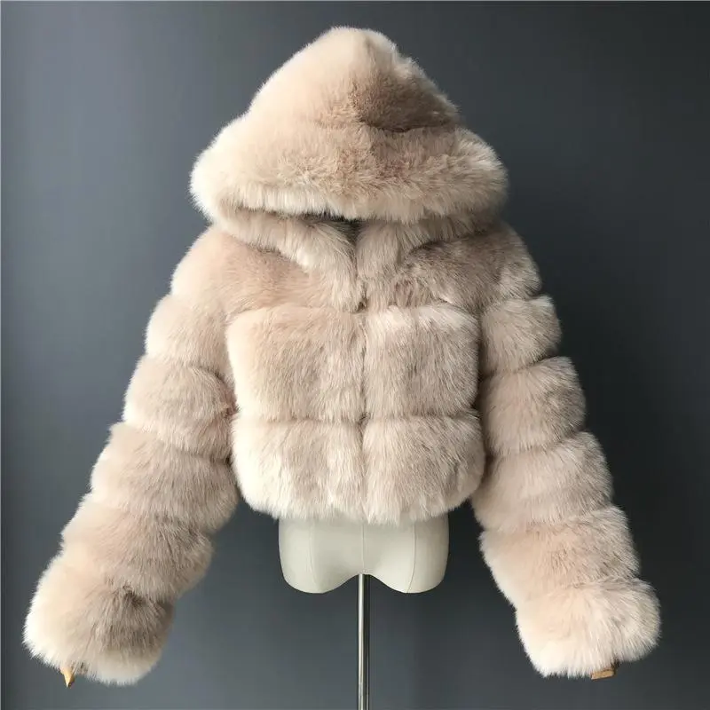 Open placket concealed button hooded plush coat, elegant and high-end mink fur fur coat, medium to long fur coat, for young ladies, wealthy women, female protagonists, winter warm windbreaker