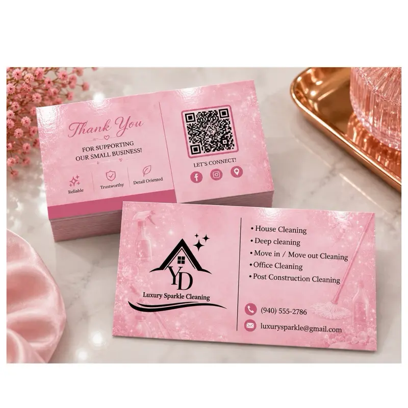 Custom Glossy Business Cards – Personalized Double-Sided, Water-Resistant & Durable. After placing your order, please send your FRONT and BACK designs through TikTok Shop messages.