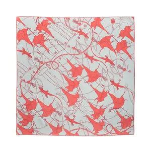 "Datura" Silk Bandana Scarf - Silver