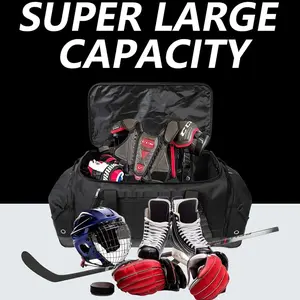TRAILKICKER Extra Large Ice Hockey Duffle Bag, Durable Sports Equipment Bag with Multiple Pockets, Perfect for Sports Gear, Black