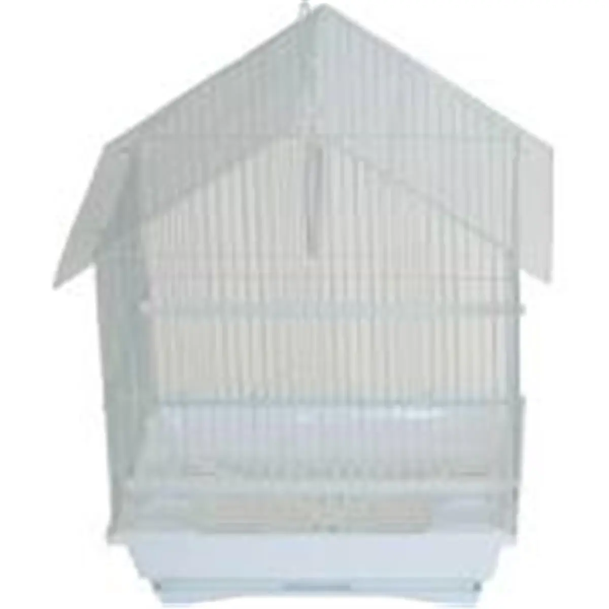 212 MAIN House-Shape Medium Metal Pet Cage for Mice, Rats - House Top Design, 17.8" H x 10.8" W x 13.3" L, 2.5 lbs, White Frame, Easy Cleaning, Slide-Out Tray, Top Carry Handle, Bottom Grate, 2 Feeding Cups, Upward Sliding Door, Plastic Movable Perches