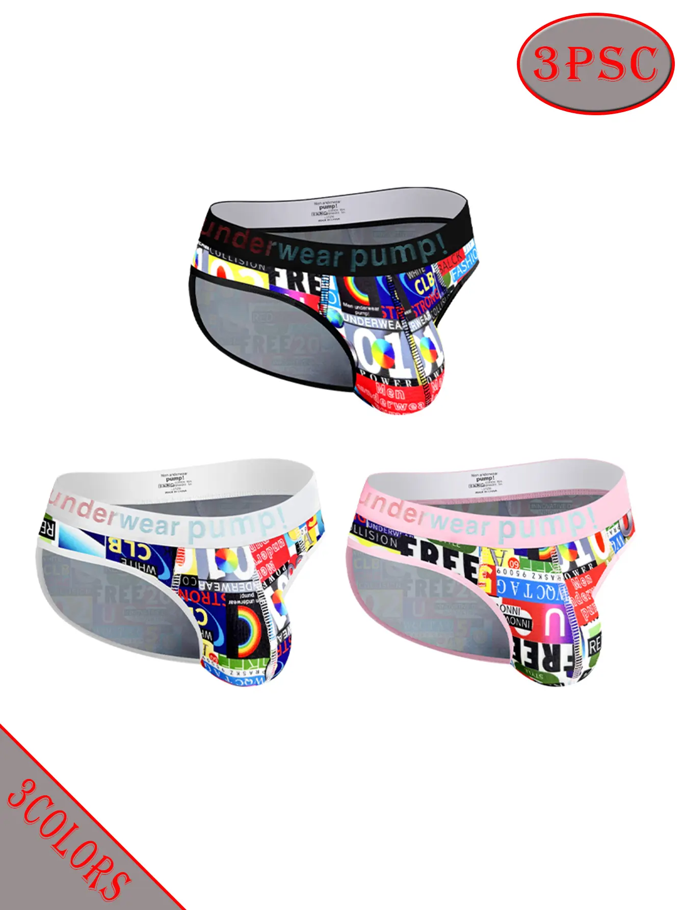 Men's 3-Pack Foldable Graphic Graffiti Street Style Seamless Boxer Shorts - Low Waist, Hip-Lifting, Assorted Print, 60/35/5 Nylon-Cotton, Breathable Sculpting Underwear for Gym, Beach - Chinese New Year, Easter, Valentine's Day Gifts