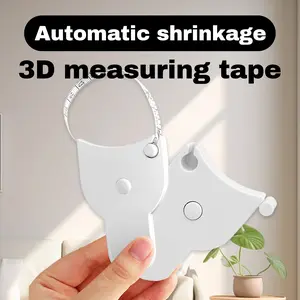 Automatic Shrinkage Body Measureing Tape 60 Inch, 3D Measuring Tape for Home and Fitness, Retractable Portable Measuring Body Tool for Waist Arms Hip, White