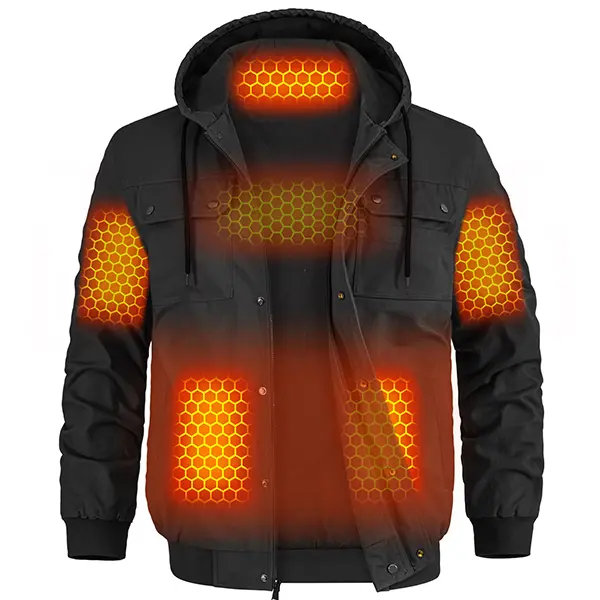 Wulcea Graphene Heated Long Sleeve Coat for Men, 12V 18400mAh Fast-Charge Large-Capacity Battery Menswear Tops