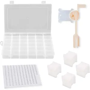 100 Pcs Floss Bobbins & 36 Compartment Jewelry Storage Box, 1 Floss Winder & Color Chip