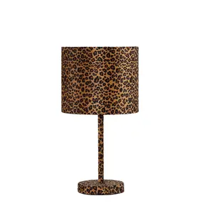 YYDS 19.25" Faux Suede Leopard Print Metal Table Lamp