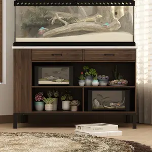 FUFU&GAGA Wood Kitchen Island with Drawers and Shelves, Dining Table with Storage Cabinet