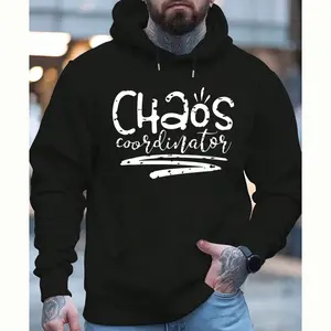 Chaos Coordinator Printed Hoodie – Unisex Black, Breathable Fabric for All-Day Wear
