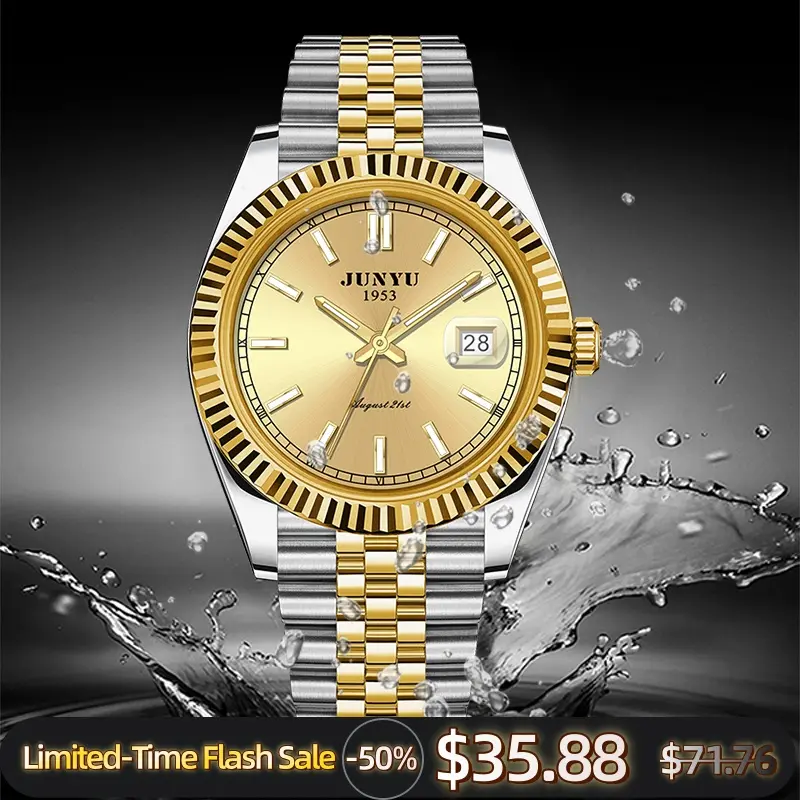 Junyu Men's Business Fashion Dive Quartz Watch with Luminous Hands, 30M Water Resistant & Date Display automatic waterproof wrist vintage wear birthday gift daily party