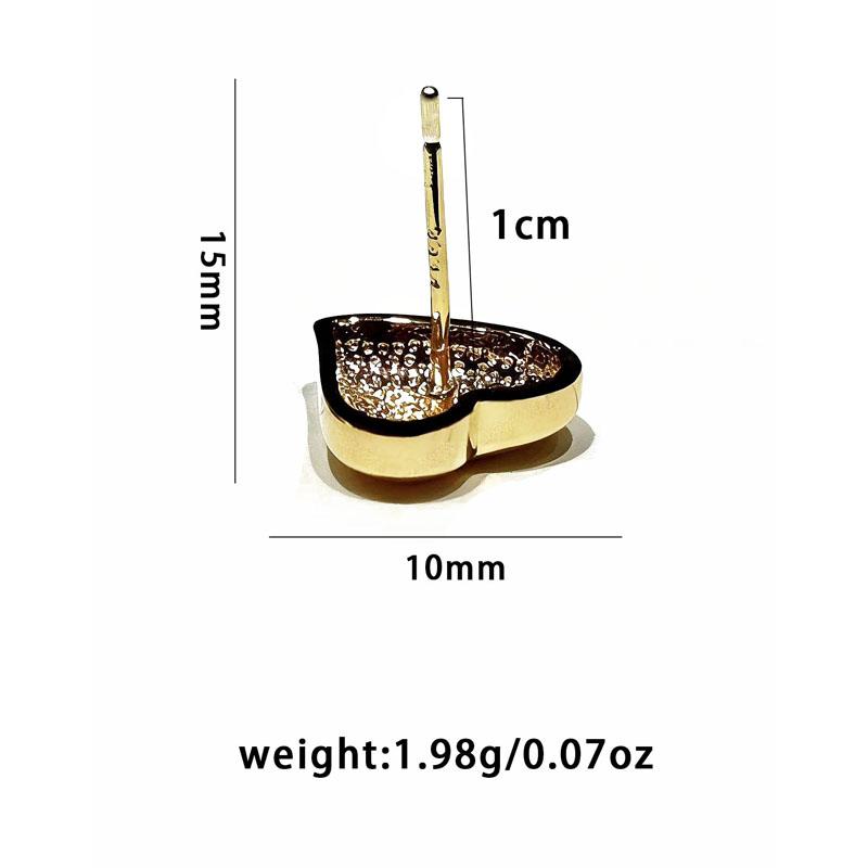 Gold Heart Stud Earrings - S925 Silver Post, Copper,- Summer Daily & Date Wear Hypoallergenic Jewelry accessories