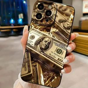 A black gold dollar pattern phone case, TPU shockproof full protection case, suitable for iPhone 17/16/15/14/13/12/11 PRO MAX PLUS AIR E XS and PROMAX MINI, an ideal gift for friends and family, MS2461