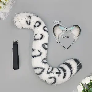 Snow Leopard Plush Ear & Tail Set for Cosplay - Comfortable Animal Headband & Hair Accessory - Perfect for Characters - Stylish & Versatile
