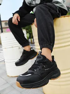 Men's Casual Lace Up Front Breathable Lightweight Work Sneakers, Fashionable Anti-smash and Anti-puncture Sneakers, Male All-match Round Toe Shoes for Daily Wear, Boy