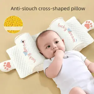 Baby Cartoon Pillow, Rice Grain Pillow, Anti-Tilt Pillow for Newborns 0-1 Year, Cute Baby Pillow, Filled with Rice Grains (embroidered)