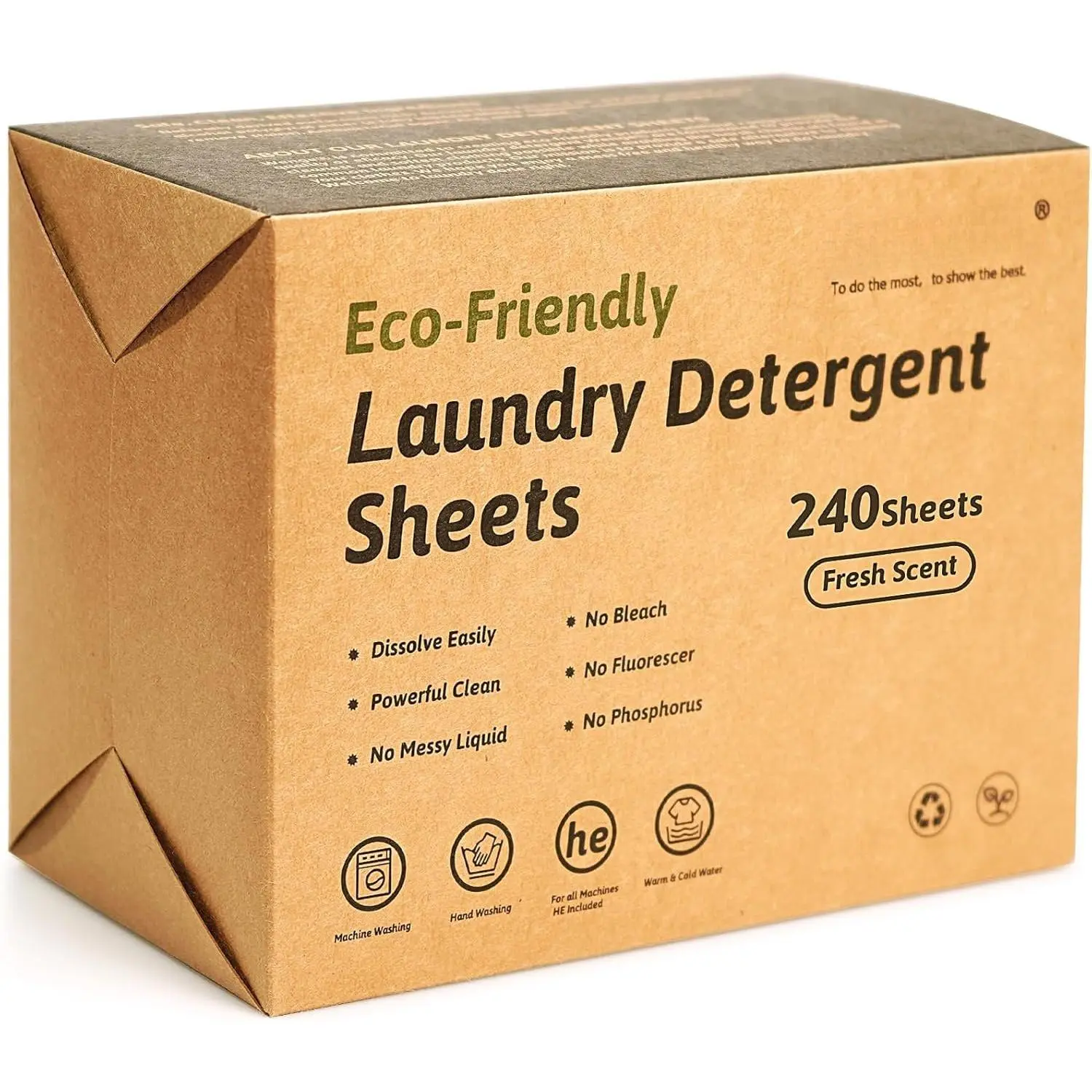 Laundry Detergent Sheets - 240 Count, Plastic-Free, Waterless, Mess-Free Cleaning Products, Home Care Supplies, Lightweight, Coconut Oil Infused, Vegan, Fresh Linen Scent, for Dorm & Travel, Hand Washing