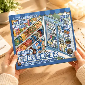 TXP 9.0 Miniature Convenience Store Scene Sticker Book with Tweezer, Kawaii-Cyberpunk Dreamcore Stickers for DIY Planner, Scrapbook Supplies, Stress Relief Gift for Craft Enthusiasts summerwins