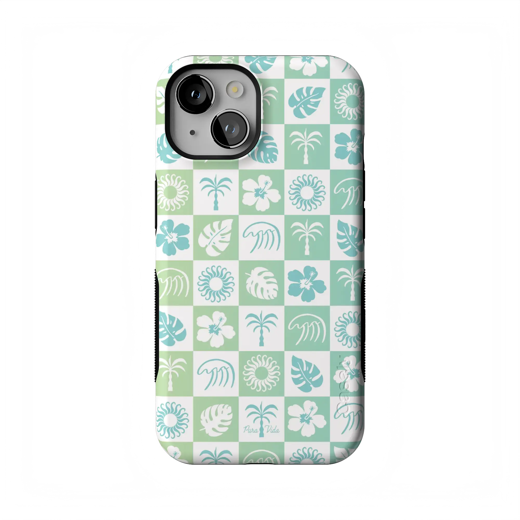 Casely iPhone 14 Case | Pura Vida | Coastal Checkers | Bold Protective Design | Compatible with MagSafe