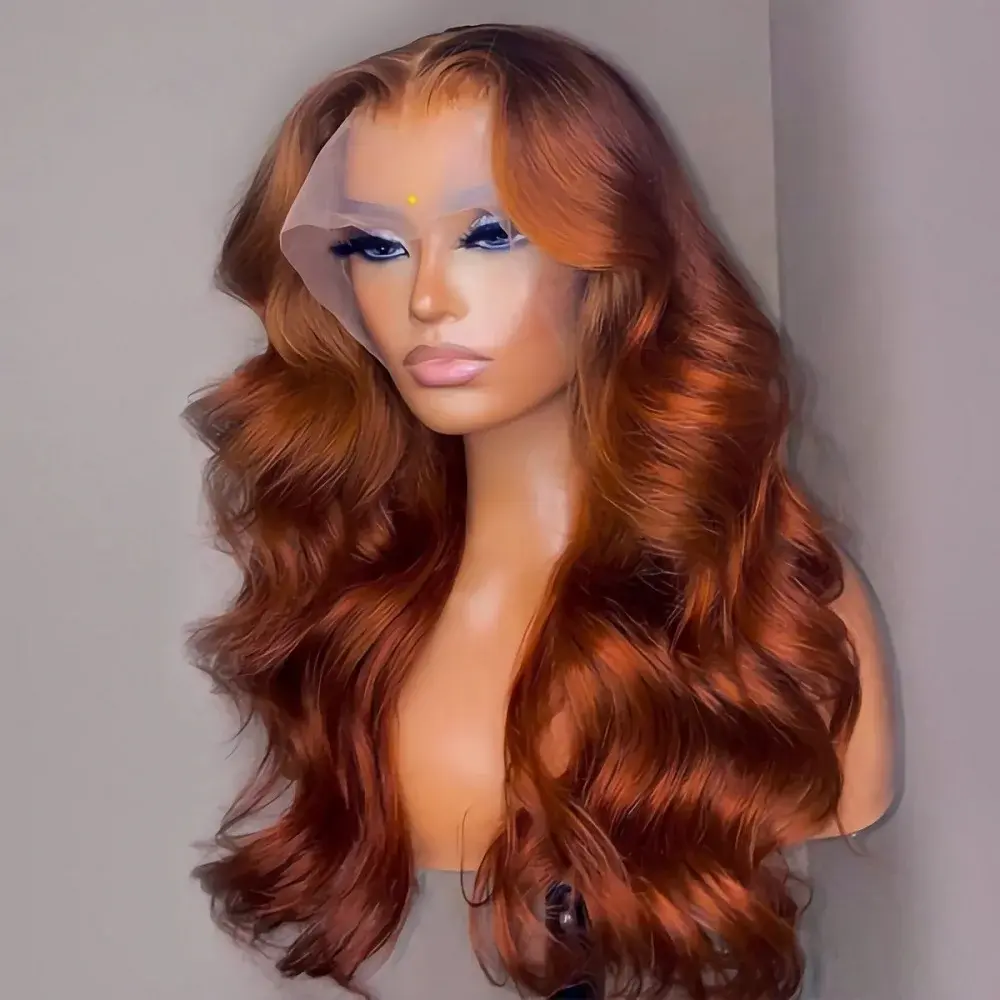 MYLOCKME Reddish Brown Body Wave Lace Front Wig, #33 Premium Human Hair for Women, 13x6 HD Lace Glueless Wig, 180% Density Pre-Plucked, Human Hair Silky, Wigs Human Hair