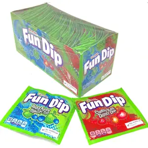 Lik-M-Aid Fun Dip 48 ct. - Smooth and Crunchy Candy Stick with Airy Powder in Cherry and Green Apple Flavors - 48 Count Pack Sweet Bonbon