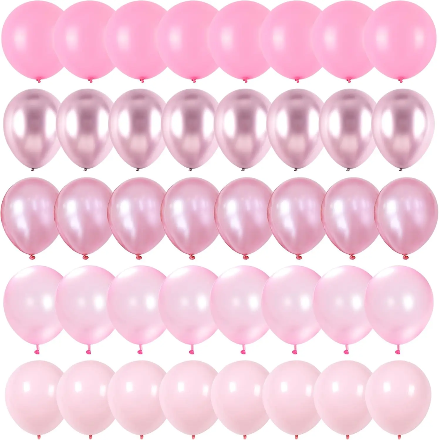 60 Packs 12-Inch Latex Rubber Pink Balloons Set - Metallic, Chrome, Pearl, Macaron, Light Different Shades Oval Shape Easter Decorations, Multiple Uses for Birthday, Wedding (Home & Festive Party Supplies)