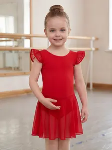 Ballet Leotards for Girls Toddler Ruffle Sleeve Cross Back Tutu Dance Dress