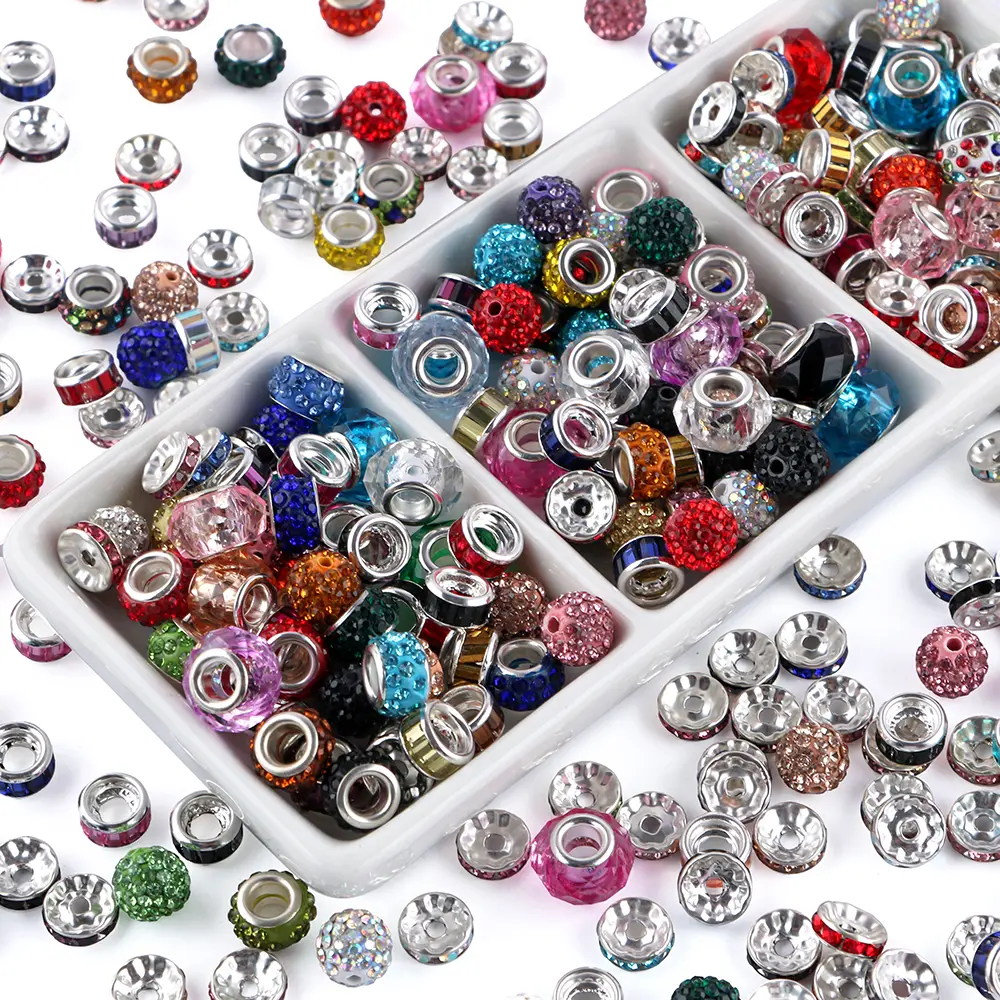 200PCS Boxed Colorful Acrylic Rhinstone Beads Set for Crafting and Jewelry Making, Large Hole Beads for Bracelet Necklace Earring and Pens DIY