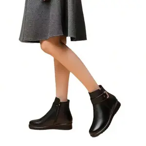 No slip No slip Wam Erdley short boots, middle-aged women's leather shoes, middle-aged winter shoes and shirts