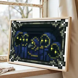 Terraria Paintings Posters Remnants of Devotion Pixel Art Canvas Painting Black Frame Wall Decor Art Gift 12x18 16x24 24x36 Inches Flexible Size Eco-Friendly Inks UV Protection