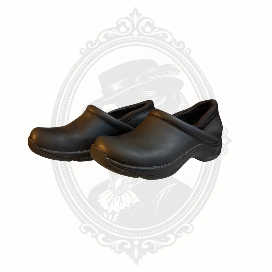 Men's Minimalist Closed-Back Slip-On Genuine Leather Clogs - Dansko Black Slip-Resistant Comfort Work Mule Style Shoes, Size 39, Work Shoes, Casual, Mule Style Clogs, Treaded Clogs